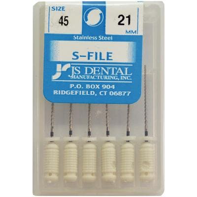 JS Dental S-File #45 White, 21mm, Stainless Steel Endodontic Hand File, Pack of 6 thumbnail 4
