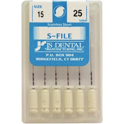 JS Dental S-Files, Size #15, 25mm, White, Stainless Steel, 6/Pack thumbnail 4