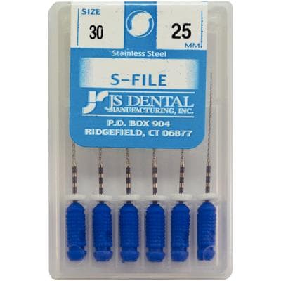 JS Dental S-File Endodontic Hand File, Size #30, 25mm, Blue, Stainless Steel, Pack of 6 thumbnail 4