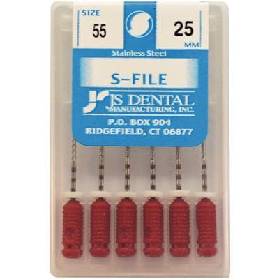 JS Dental S-File Endodontic Hand File, Size #55, 25mm, Red, Stainless Steel, 6/Pack thumbnail 4