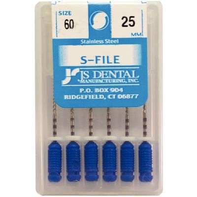 JS Dental S-Files, Size #60, 25mm, Blue, Stainless Steel, 6/Pack thumbnail 4