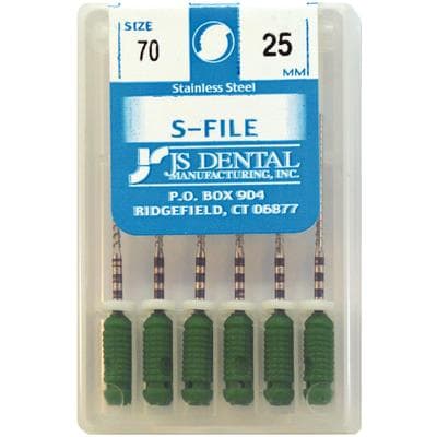 JS Dental S-Files, Size #70, 25mm, Green, Stainless Steel, 6/Pack thumbnail 4