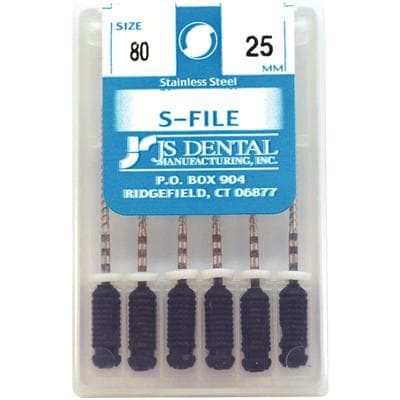 JS Dental S-File #80 (Black), 25mm, Stainless Steel Endodontic Hand File, Pack of 6 thumbnail 4