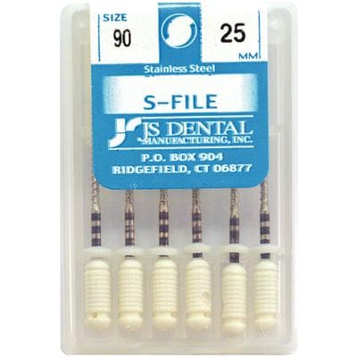 JS Dental S-File Endodontic Hand File, Size #90, 25mm, White, Stainless Steel, 6/Pack thumbnail 4