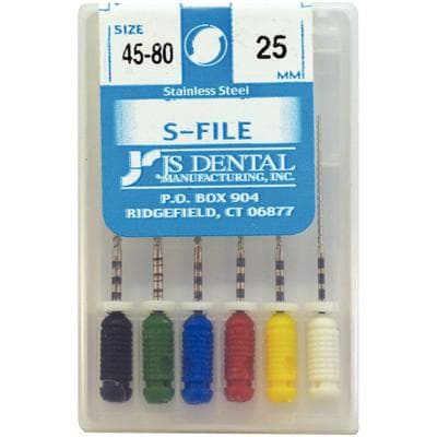 JS Dental S-Files, 25mm, Assorted Sizes 45-80, Stainless Steel, Color Coded, Pack of 6 thumbnail 4