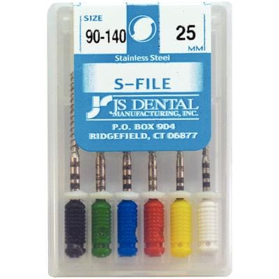 JS Dental S-Files, 25mm, Assorted Sizes #90-140, Stainless Steel, 6/Pack thumbnail 2