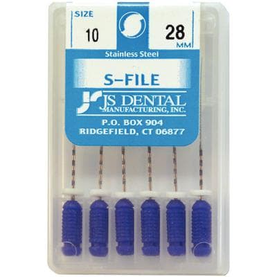 JS Dental S-File Endodontic Hand File, Size #10, 28mm, Purple, Stainless Steel, 6/Pack thumbnail 2