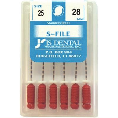 JS Dental S-Files, Size #25, 28mm, Red, Stainless Steel, 6/Pack thumbnail 2