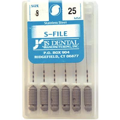 JS Dental S-File Endodontic Hand File, Size #08, 25mm, Gray, Stainless Steel, 6/Pack thumbnail 6