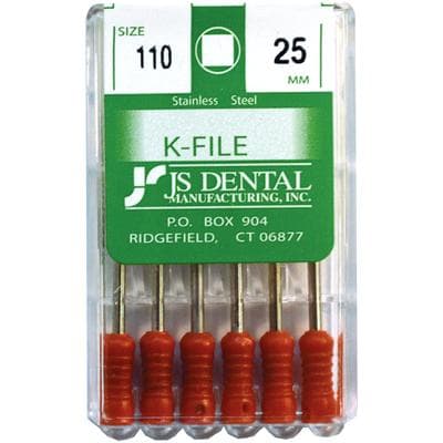 K-Files Hand File, Size 110, 25 mm, Stainless Steel, Color Coded, 6/Pkg - K-Files 25mm - Image 1
