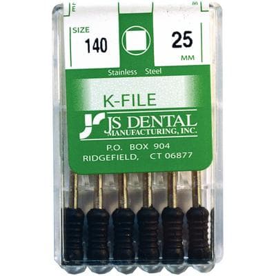 K-Files Hand File, Size 140, 25 mm, Stainless Steel, Color Coded, 6/Pkg thumbnail 2