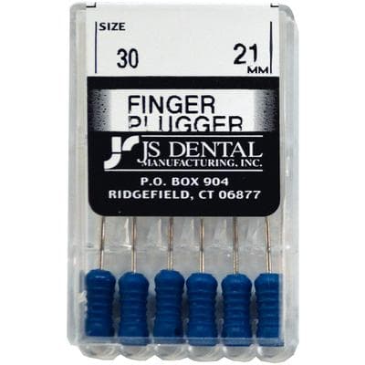 JS Dental Finger Plugger #30, Blue, 21mm, Stainless Steel, ISO Color-Coded Plastic Handle, Box of 6, FP1030 thumbnail 3