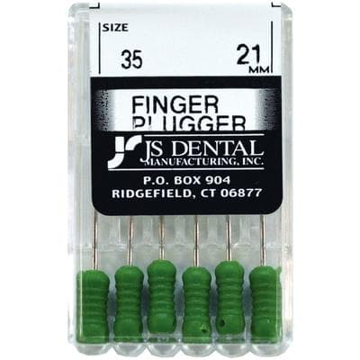 JS Dental Finger Plugger #35, Green, 21mm, Stainless Steel, ISO Color-Coded Plastic Handle, Box of 6 thumbnail 2