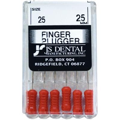 JS Dental Finger Plugger #25, Red, 25mm, Stainless Steel, ISO Color-Coded Plastic Handle, Box of 6 thumbnail 2