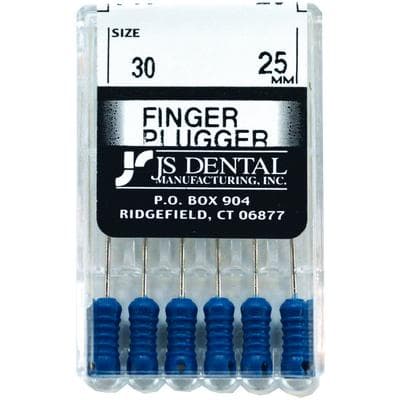 JS Dental Finger Pluggers, Stainless Steel, 25mm, Size 30, ISO Color-Coded Plastic Handle, 6/Pkg, FP5030 thumbnail 2