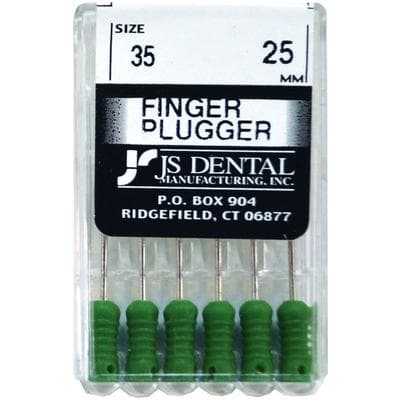 JS Dental Finger Plugger #35, Green, 25mm, Stainless Steel, ISO Color-Coded Plastic Handle, Box of 6 thumbnail 2