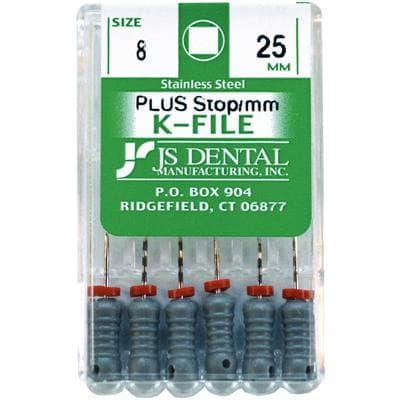 JS Dental K-File Plus with Stops, Size 08, 25 mm, Stainless Steel, 6/Box thumbnail 6
