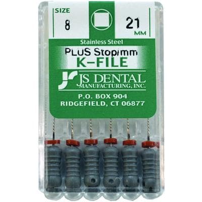 JS Dental K-File Plus Stainless Steel Endodontic File, Size 08, 21mm, with Rubber Stops and mm Markings, 6/Box thumbnail 4