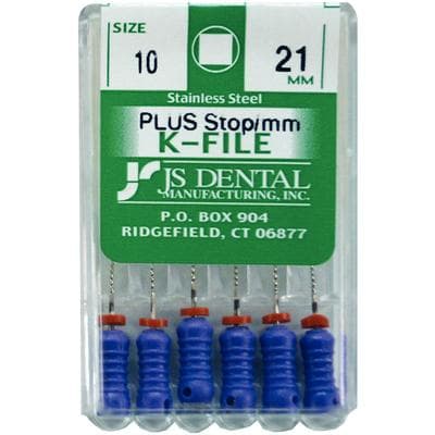 JS Dental SS K-File Plus with Stops, Size #10, 21mm, Stainless Steel, 6/Box thumbnail 3