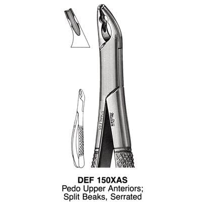 Miltex #150XAS Pedodontic Extracting Forceps, 4-1/2", Petite, Serrated, Split Beaks, Stainless Steel, 1 Each thumbnail 6