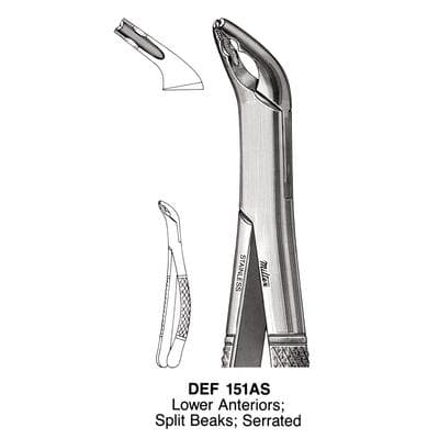 Miltex Extracting Forceps #151AS, 6-1/2", Lower Anterior, Split Beaks, Serrated thumbnail 5