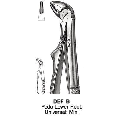 Miltex Pedodontic Extracting Forceps B, Lower Root Universal Mini, English Pattern, 4.5", DEFB thumbnail 8