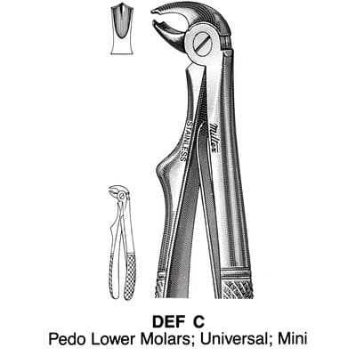 Miltex Extracting Forceps C, Pedodontic, Universal, Lower Molars, Mini, English Pattern, Stainless Steel, Each thumbnail 5