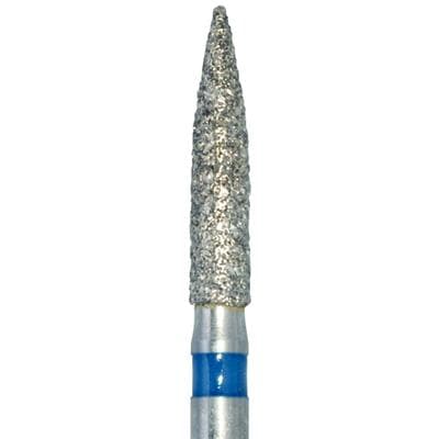 Meisinger 862-016-FG Diamond Bur, Flame Shape, Medium Grit, Blue Ring, Friction Grip, 1.6 mm Head Diameter, 8.0 mm Head Length, 5/Pkg thumbnail 8