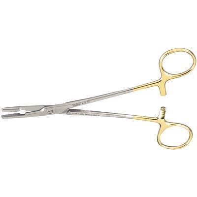 Miltex Olsen-Hegar Needle Holder with Suture Scissors, Tungsten Carbide, Serrated Jaws, 6-1/2", Gold Plated, 8-16TC thumbnail 5
