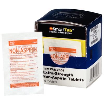 First Aid Only SmartCompliance Pain Relief Cabinet Refills, Extra-Strength Non-Aspirin Acetaminophen Tablets, 2 Tablets/Pack, 10 Packs/Pkg - First Aid Only – Pain Relief Cabinet Refills, 2 Tablets/Pack, 10 Pack/Pkg - Extra-Strength Non-Aspirin - Image 1