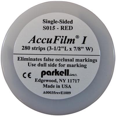 Parkell AccuFilm I Single-Sided Articulating Film, Red, Pre-Cut Strips, 21 Microns, 3-1/2" x 7/8", 280/Box, S015 thumbnail 16