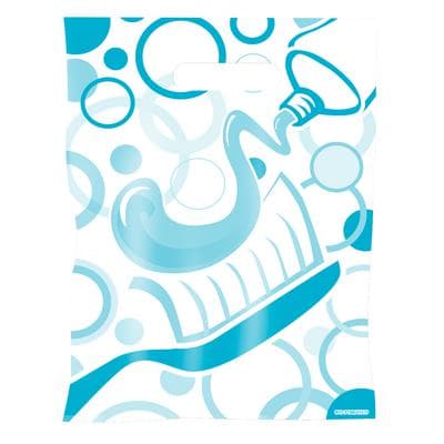 Dental Scatter Bags, Blue Brush & Paste Design, 7-1/2" W x 10" H, 100/Pkg - Dental Scatter Bags – 100/Pkg - Blue Brush & Paste, 7 1/2" W x 10" H - Image 1