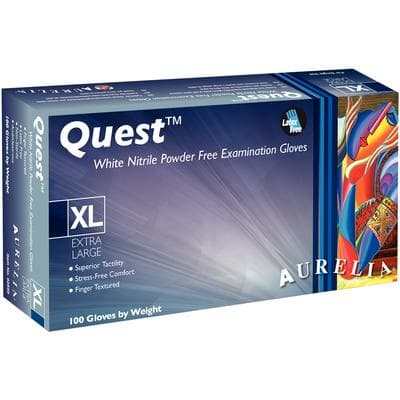 Aurelia® Quest™ White Nitrile Exam Gloves, Powder Free, Non-Sterile, Extra Large, 100/Box, 92899 thumbnail 2