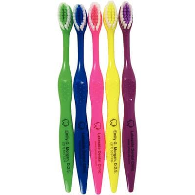 Personalized TESS Toothbrushes, 6-1/2" Pedo, Assorted Colors, 144/Pkg, Item 2900 - Personalized TESS Toothbrushes - 2900 6-1/2 Pedo - Image 1