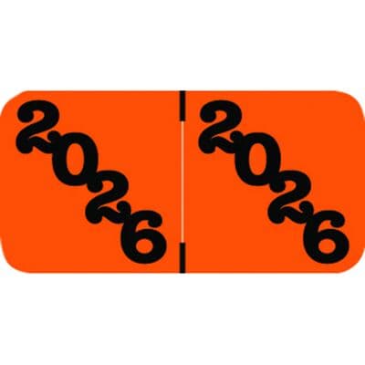 2026 Aging Labels, Jeter Compatible, 1-1/2" W x 3/4" H, Orange/Black, 270/Pkg - 2026 Aging Labels - Jeter Compatible, 1-1/2" W x 3/4" H, Orange/Black, 270/Pkg - Image 1