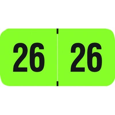 PMA Fluorescent Series Aging Labels, 1 1/2" W x 3/4" H, Green/Black, 500/Roll - PMA Fluorescent Series Aging Labels – 1 1/2" W x 3/4" H, 500/Roll - Green/Black - Image 1