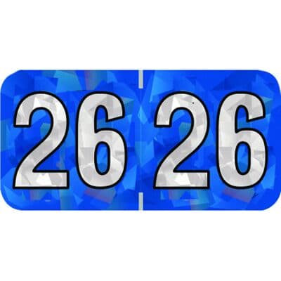 2026 Aging Labels - Holographic Series, 1-1/2" W x 3/4" H, Blue, 500/Roll - 2026 Aging Labels - Holographic Series,1-1/2" W x 3/4" H, Blue, 500/Roll - Image 1