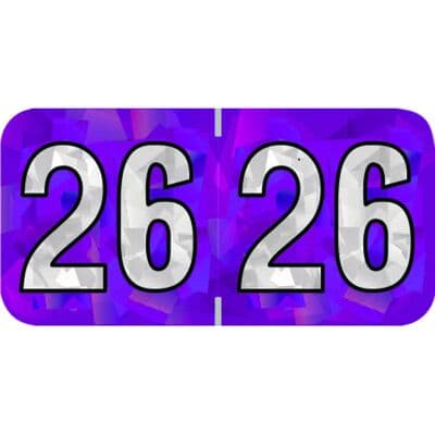 2026 Aging Labels - Holographic Series, 1-1/2" W x 3/4" H, Violet, 500/Roll - 2026 Aging Labels - Holographic Series, 1-1/2" W x 3/4" H, Violet, 500/Roll - Image 1