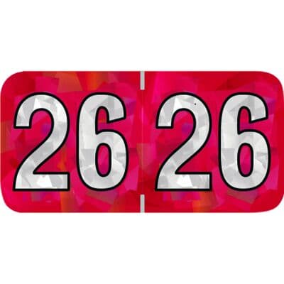 2026 Aging Labels - Holographic Series, 1-1/2" W x 3/4" H, Red, 500/Roll - 2026 Aging Labels - Holographic Series, 1-1/2" W x 3/4" H, Red, 500/Roll - Image 1