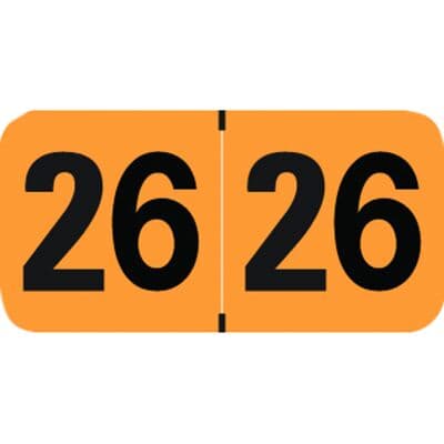 Medical Arts Press Compatible Yearly Aging Labels, 1-1/2" W x 3/4" H, Orange/Black, 500/Roll - Medical Arts Press Compatible, 1-1/2" W x 3/4" H, Orange/Black, 500/Roll - Medical Arts Press Compatible, 1-1/2" W x 3/4" H, Orange/Black, 500/Roll - Image 1