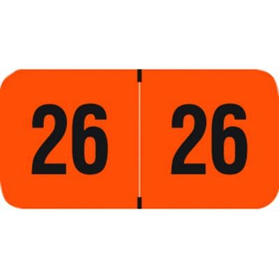 Smead/Jeter Compatible Yearly Aging Labels, 1-1/2" W x 3/4" H, Orange/Black, 500/Roll - Smead/Jeter Compatible, 1-1/2" W x 3/4" H, Orange/Black, 500/Roll - Smead/Jeter Compatible, 1-1/2" W x 3/4" H, Orange/Black, 500/Roll - Image 1