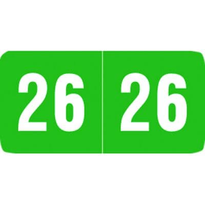 2026 Smead Compatible Aging Labels, Green/White, End Tab, 1" W x 1/2" H, 500/Pkg - 2026 Smead Compatible Aging Labels – Green/White - End Tab, 1" W x 1/2" H, 500/Pkg - Image 1