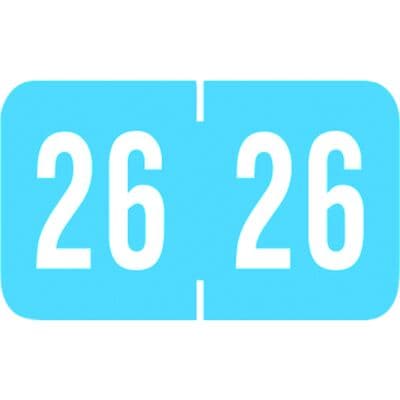 Tab Compatible Yearly Aging Labels, Blue/White, 1-1/8" W x 1/2" H, 500/Roll - Tab Compatible – Blue/White, 500/Roll - 1-1/8" W x 1/2" H, 500/Roll - Image 1