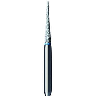 Shofu Pro-Cut Diamond Bur FG, Medium Grit, Needle Shape, Blue Ring, 1.2 mm Diameter, 8.2 mm Length, 5/Pkg, D055M - Pro-Cut Diamond Burs – FG, Medium, Blue, Needle, 5/Pkg - # D055M, 1.2 mm Diameter, 8.2 mm Length - Image 1
