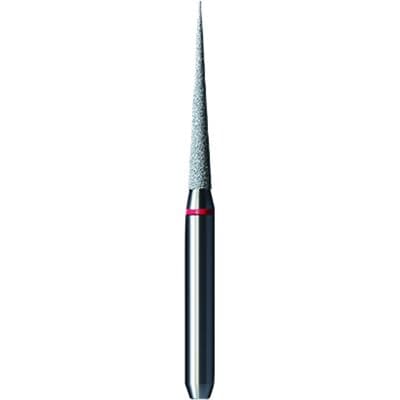 Shofu Pro-Cut Diamond Burs, FG, Fine Grit, Red Ring, Needle Shape, 1.4 mm Diameter, 10.1 mm Length, 5/Pkg, #D057F - Pro-Cut Diamond Burs – FG, Fine, Red, Needle, 5/Pkg - # D057F, 1.4 mm Diameter, 10.1 mm Length - Image 1