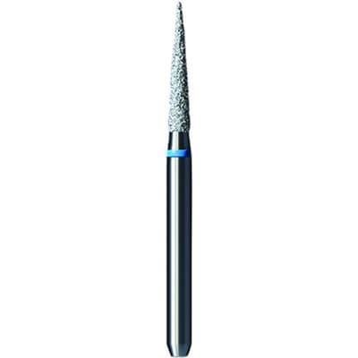 Shofu Pro-Cut Diamond Burs – FG, Medium Grit, Blue Ring, Flame Shape, 1.3 mm Diameter, 7.7 mm Length, 5/Pkg, #D134M - Pro-Cut Diamond Burs – FG, Medium, Blue, Flame, 5/Pkg - # D134M, 1.3 mm Diameter, 7.7 mm Length - Image 1