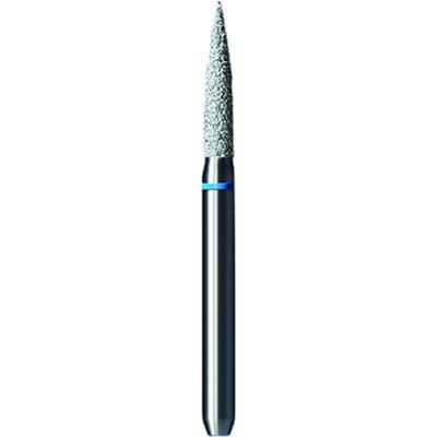 Shofu Pro-Cut Diamond Burs – FG, Medium Grit, Blue Ring, Flame Shape, 1.6 mm Diameter, 7.7 mm Length, 5/Pkg, #D136M - Pro-Cut Diamond Burs – FG, Medium, Blue, Flame, 5/Pkg - # D136M, 1.6 mm Diameter, 7.7 mm Length - Image 1