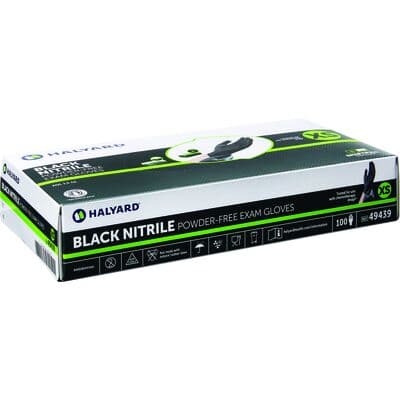 Halyard BLACK-FIRE Nitrile Exam Gloves, Powder Free, Latex Free, Large, Black, Textured, Beaded Cuff, 100/Box thumbnail 3