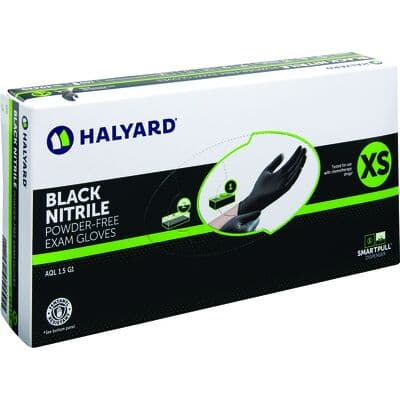 Halyard BLACK-FIRE Nitrile Exam Gloves, Powder Free, Latex Free, Non-Sterile, X-Large, Black, Textured, 100/Box thumbnail 4