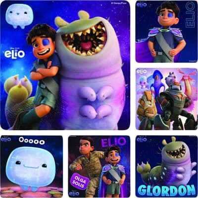 Movie Licensed Stickers, 2-1/2" W x 2-1/2" H, 6 Designs/Roll, 100/Roll - Elio - Movie Licensed Stickers, 2-1/2 W x 2-1/2 H, 6 Designs/Roll, 100/Roll - Elio - Image 1